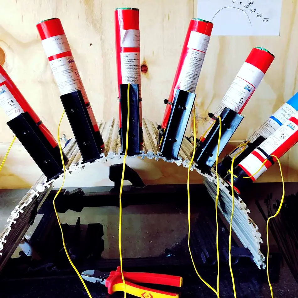 Wired rocket racks — professional rigging